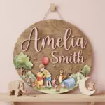 Personalized Winnie the Pooh Nursery Name Sign, Christopher Robin, Kid Room Sign, Kids Bedroom Door Sign, Kids Room Door, Nursery Name Sign - Image 3