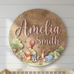 Personalized Winnie the Pooh Nursery Name Sign, Christopher Robin, Kid Room Sign, Kids Bedroom Door Sign, Kids Room Door, Nursery Name Sign