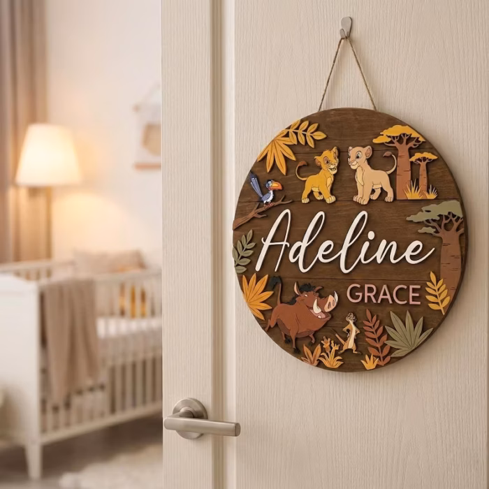 Personalized Lion King Name Sign, Simba Name Sign, Nursery Name Sign, Kids Room Sign, Disney Jungle Theme Nursery Sign, Floral Nursery Decor - Image 3