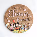 Personalized Mickey and Friends Name Sign, Custom Wood Wall Decor, Mickey Minnie Donald Pluto Nursery Art, Kids Room Gift, Wooden Name Sign