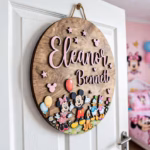 Personalized Mickey and Friends Name Sign, Custom Wood Wall Decor, Mickey Minnie Donald Pluto Nursery Art, Kids Room Gift, Wooden Name Sign - Image 4