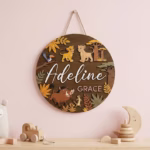 Personalized Lion King Name Sign, Simba Name Sign, Nursery Name Sign, Kids Room Sign, Disney Jungle Theme Nursery Sign, Floral Nursery Decor