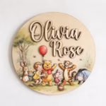 Personalized Winnie the Pooh Name Sign, Custom Wooden Nursery Decor, Pooh and Friends Wall Art, Vintage Pooh Plaque, Newborn Baby Gift