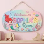 Personalized Ariel Name Sign, Little Mermaid Sign, Kid Room Sign, Kids Bedroom 3D Door Sign, Kids Room Door Decoration, Nursery Name Sign