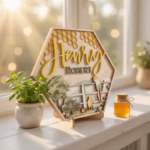 Custom Hexagon Nursery Name Sign, 3D Layered Wood Storybook Plaque, Vintage Pooh Inspired Name Sign, Personalized Honeycomb Nursery Decor - Image 4