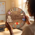 Personalized Winnie the Pooh Classroom Sign, Custom Teacher Name Wood Plaque, Hundred Acre Wood School Decor, Classic Pooh Door Hanger - Image 5