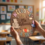 Personalized Winnie the Pooh Classroom Sign, Custom Teacher Name Wood Plaque, Hundred Acre Wood School Decor, Classic Pooh Door Hanger - Image 6
