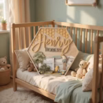 Custom Hexagon Nursery Name Sign, 3D Layered Wood Storybook Plaque, Vintage Pooh Inspired Name Sign, Personalized Honeycomb Nursery Decor - Image 7