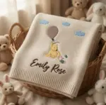 Personalized Embroidered Winnie The Pooh Baby Blanket, Custom Name Blanket, Welcome Baby Blanket, Nursery Keepsake, Newborn Gift For Baby - Image 5