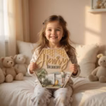Custom Hexagon Nursery Name Sign, 3D Layered Wood Storybook Plaque, Vintage Pooh Inspired Name Sign, Personalized Honeycomb Nursery Decor - Image 9