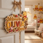 Personalized Winnie the Pooh Sign, Disney Nursery Name Sign, Kid Room Sign, Kids Bedroom Door Sign Kids Room Door Nursery Name Sign - Image 3