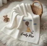 Personalized Embroidered Winnie The Pooh Baby Blanket, Custom Name Blanket, Welcome Baby Blanket, Nursery Keepsake, Newborn Gift For Baby - Image 4