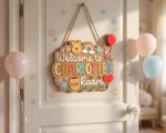 Winnie The Pooh Wooden Name Sign, Personalized Nursery Door Hanger, Pooh Bear Baby Room Decor - Image 2