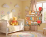 Winnie The Pooh Wooden Name Sign, Personalized Nursery Door Hanger, Pooh Bear Baby Room Decor - Image 3