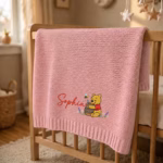 Custom Winnie the Pooh Embroidered Baby Blanket, Personalized Name Disney Honey Pooh Bear Blanket, Gift For Newborn - Image 6