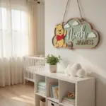 Personalized Winnie the Pooh Nursery Name Sign, 3D Wood Bear Wall Art, Custom Baby Room Decor, Pooh Nursery Gift, Wooden Name Plaque - Image 2