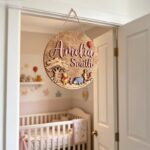 Winnie The Pooh Nursery Sign, Custom Name Sign Girls Room, Disney Wooden Sign Nursery, Round Wood Sign, Kids Bedroom Decor - Image 2