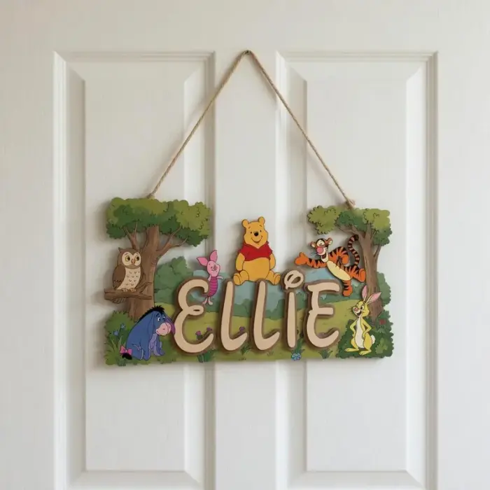 Winnie The Pooh Nursery Sign, Custom Name Sign Girl/Boy Room, Disney Wooden Sign Nursery, Large Wall Decor, Kids Bedroom Decor - Image 5
