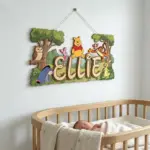 Winnie The Pooh Nursery Sign, Custom Name Sign Girl/Boy Room, Disney Wooden Sign Nursery, Large Wall Decor, Kids Bedroom Decor