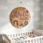 Winnie The Pooh Nursery Sign, Custom Name Sign Girls Room, Disney Wooden Sign Nursery, Round Wood Sign, Kids Bedroom Decor - Image 6