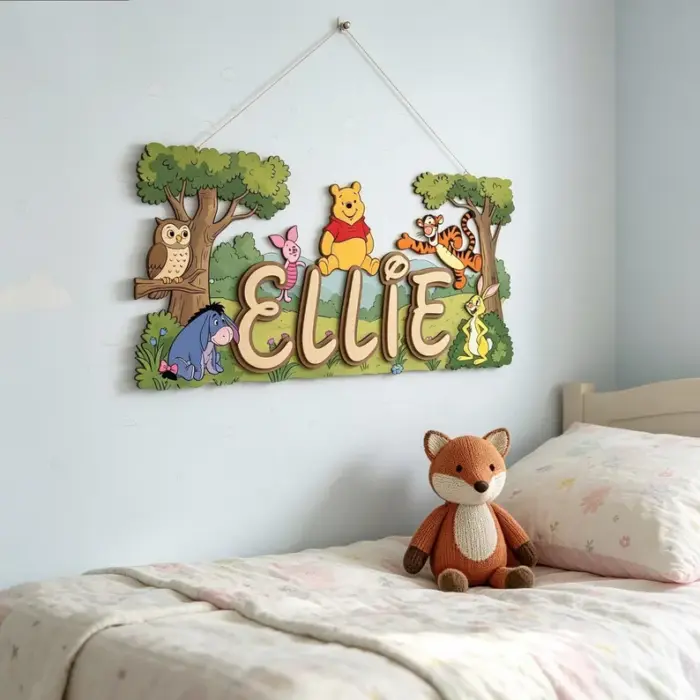 Winnie The Pooh Nursery Sign, Custom Name Sign Girl/Boy Room, Disney Wooden Sign Nursery, Large Wall Decor, Kids Bedroom Decor - Image 4