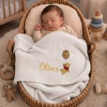 Custom Pooh Balloon Embroidered Baby Blanket, Personalized Name Disney Pooh Tigger Piglet Blanket, Gift For Newborn - Image 6