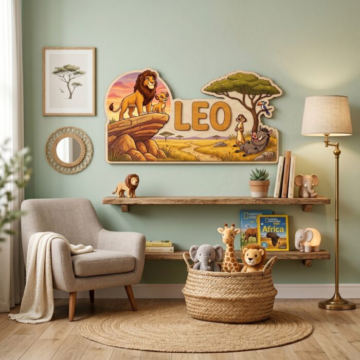 3D Layered Wood Name Sign | Personalized The Lion King Nursery Decor  | Custom Kids Room Wooden Wall Art - Image 3