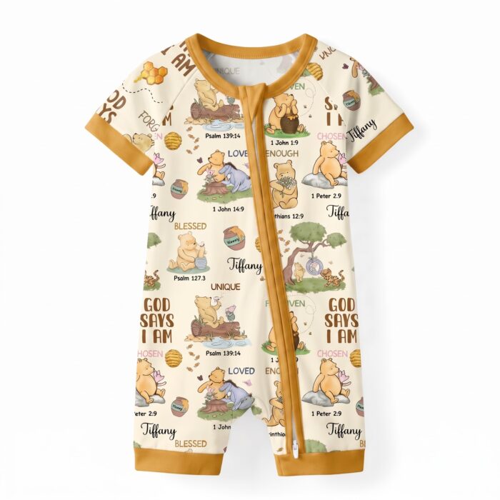 Personalized God Says I Am Bamboo Shorty Zippy, Christian Baby Sleeper, Faith Based Baby Gift - Image 4