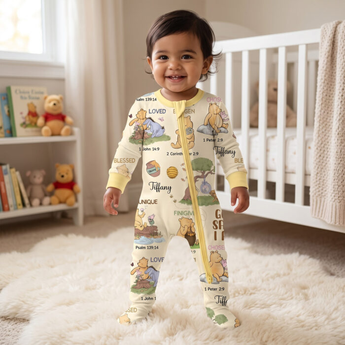 Personalized God Says I Am Bamboo Footie Zippy, Christian Baby Sleeper, Faith Based Baby Gift - Image 3