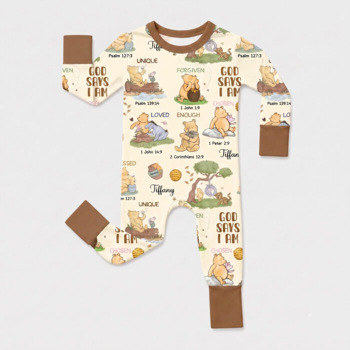 Personalized God Says I Am Bamboo Crescent Zippy, Christian Baby Sleeper, Faith Based Baby Gift - Image 2