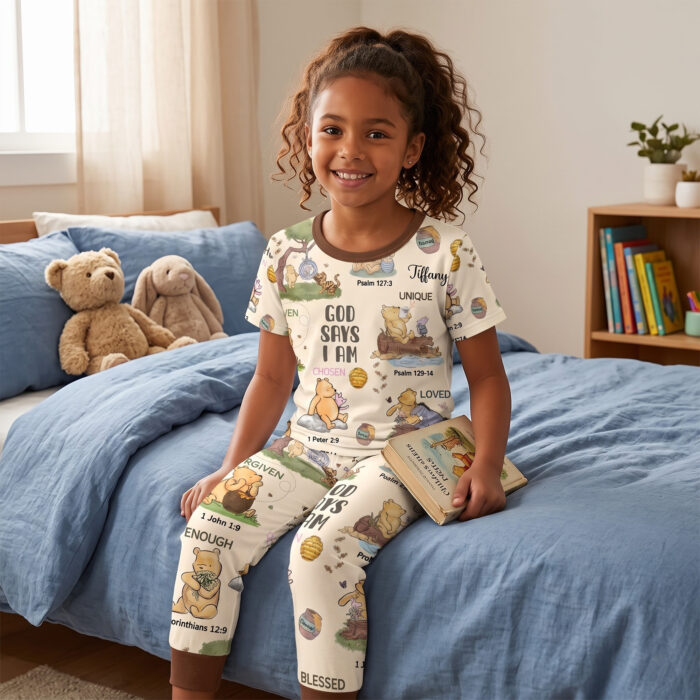 Personalized God Says I Am Bamboo Short Sleeved Pajamas, Christian Baby Sleeper, Faith Based Baby Gift - Image 5