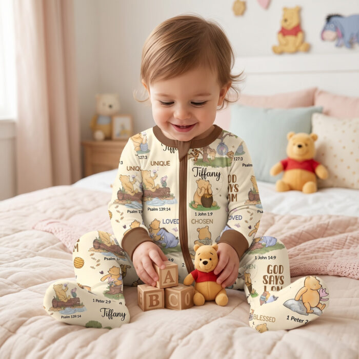 Personalized God Says I Am Bamboo Footie Zippy, Christian Baby Sleeper, Faith Based Baby Gift - Image 5