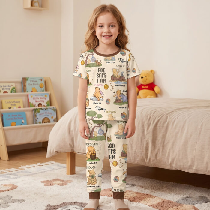 Personalized God Says I Am Bamboo Short Sleeved Pajamas, Christian Baby Sleeper, Faith Based Baby Gift - Image 3