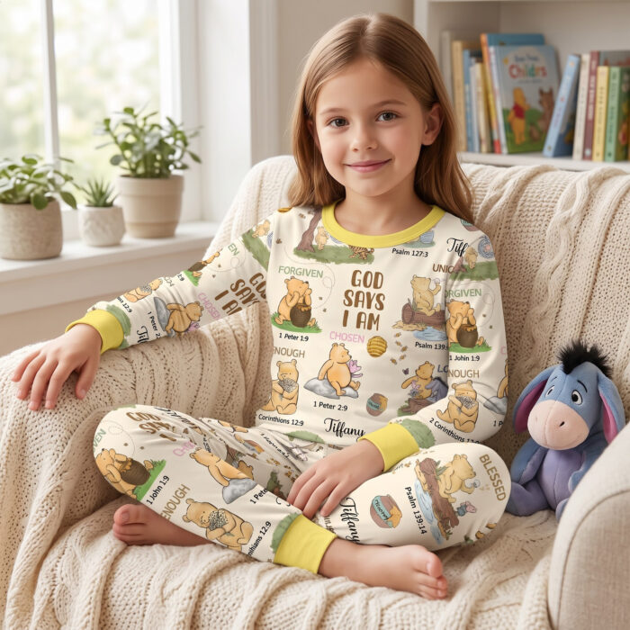 Personalized God Says I Am Bamboo Long Sleeved Pajamas, Christian Baby Sleeper, Faith Based Baby Gift - Image 5