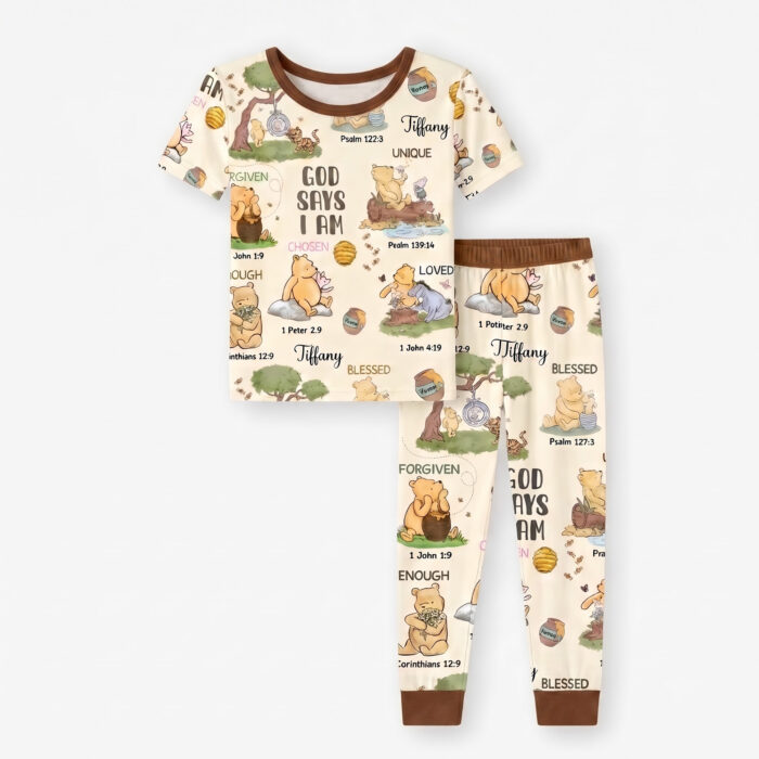 Personalized God Says I Am Bamboo Short Sleeved Pajamas, Christian Baby Sleeper, Faith Based Baby Gift - Image 7