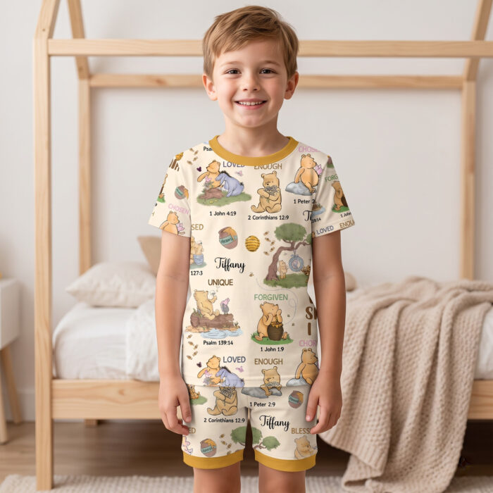 Personalized God Says I Am Bamboo Short Sleeved Pajamas and Shorts, Christian Baby Sleeper, Faith Based Baby Gift - Image 7