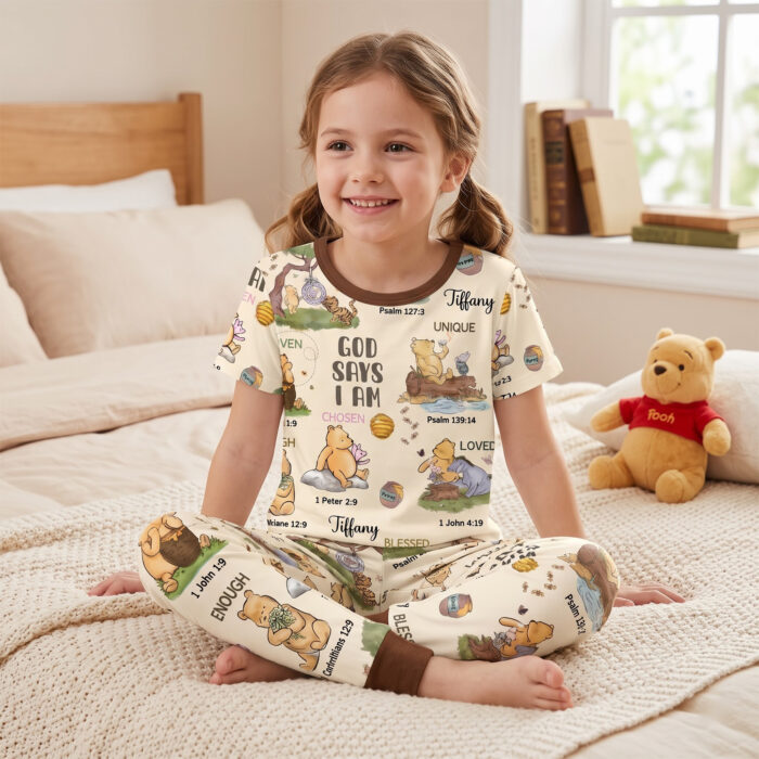 Personalized God Says I Am Bamboo Short Sleeved Pajamas, Christian Baby Sleeper, Faith Based Baby Gift - Image 8