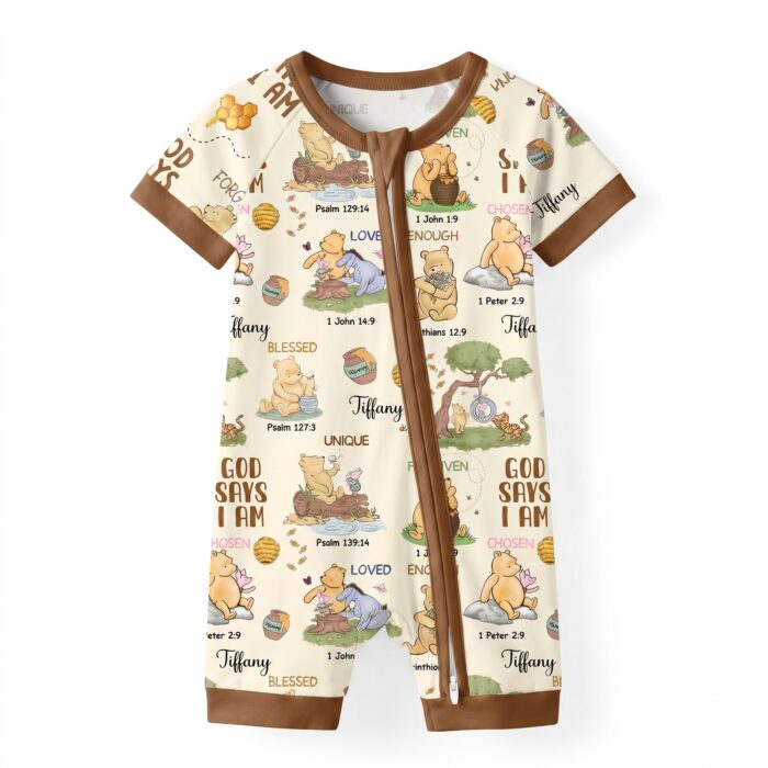 Personalized God Says I Am Bamboo Shorty Zippy, Christian Baby Sleeper, Faith Based Baby Gift - Image 2