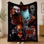 Personalized Horror Movie Blanket: Scary Character Throw, Halloween Decor