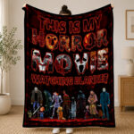 Personalized Horror Movie Blanket: Scary Character Throw, Halloween Decor