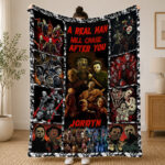 Personalized Horror Movie Blanket: Scary Character Throw, Halloween Decor