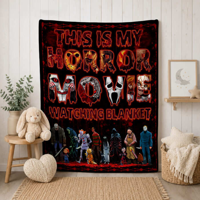 Personalized Horror Movie Blanket: Scary Character Throw, Halloween Decor - Image 2