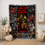 Personalized Horror Movie Blanket: Scary Character Throw, Halloween Decor - Image 2