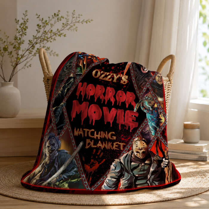 Personalized Horror Movie Blanket: Scary Character Throw, Halloween Decor - Image 3