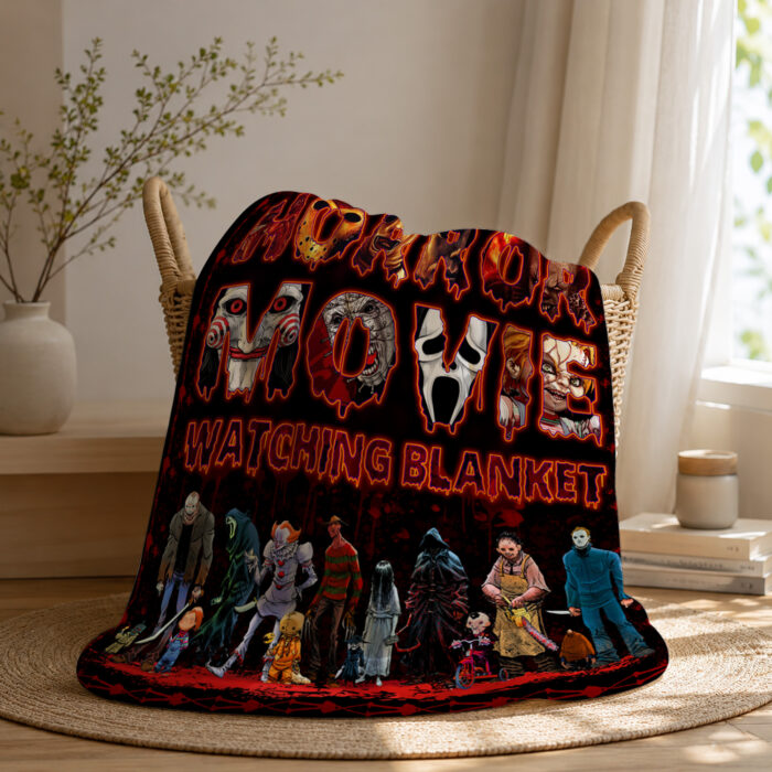 Personalized Horror Movie Blanket: Scary Character Throw, Halloween Decor - Image 3