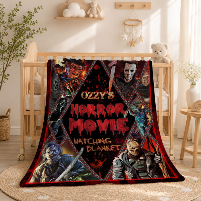 Personalized Horror Movie Blanket: Scary Character Throw, Halloween Decor - Image 4