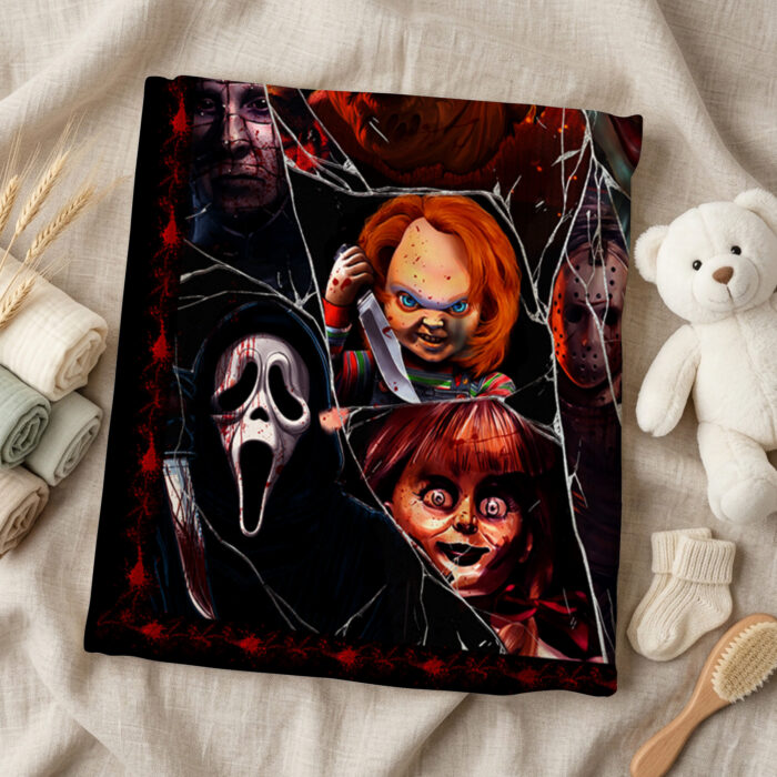 Personalized Horror Movie Blanket: Scary Character Throw, Halloween Decor - Image 5