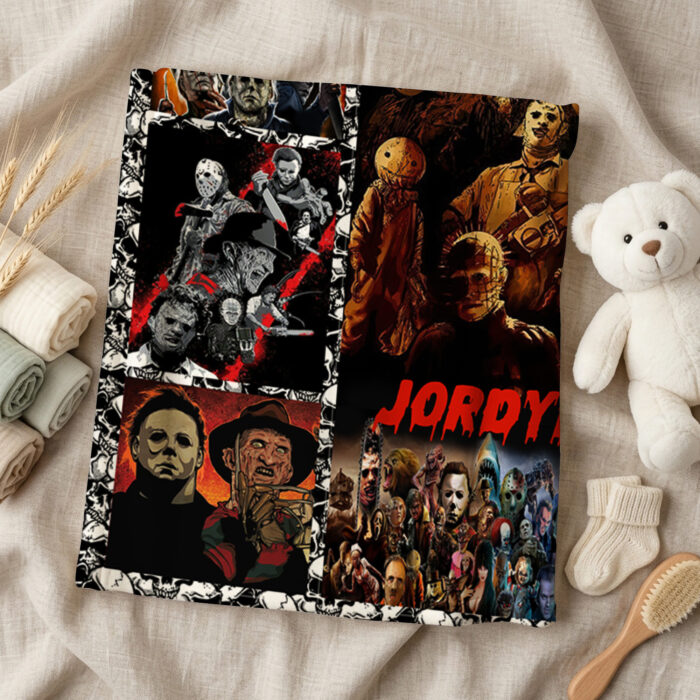 Personalized Horror Movie Blanket: Scary Character Throw, Halloween Decor - Image 5