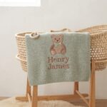 Personalized Embroidered Teddy Bear Baby Blanket with Name - Custom Knit Newborn Gift, Gift For Baby, Nursery Keepsake, Newborn Gift - Image 4