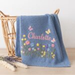 Custom Embroidered Name Blanket with Butterflies and Wildflowers for Newborn, Welcome Baby Blanket, Nursery Keepsake, Newborn Gift For Baby - Image 4
